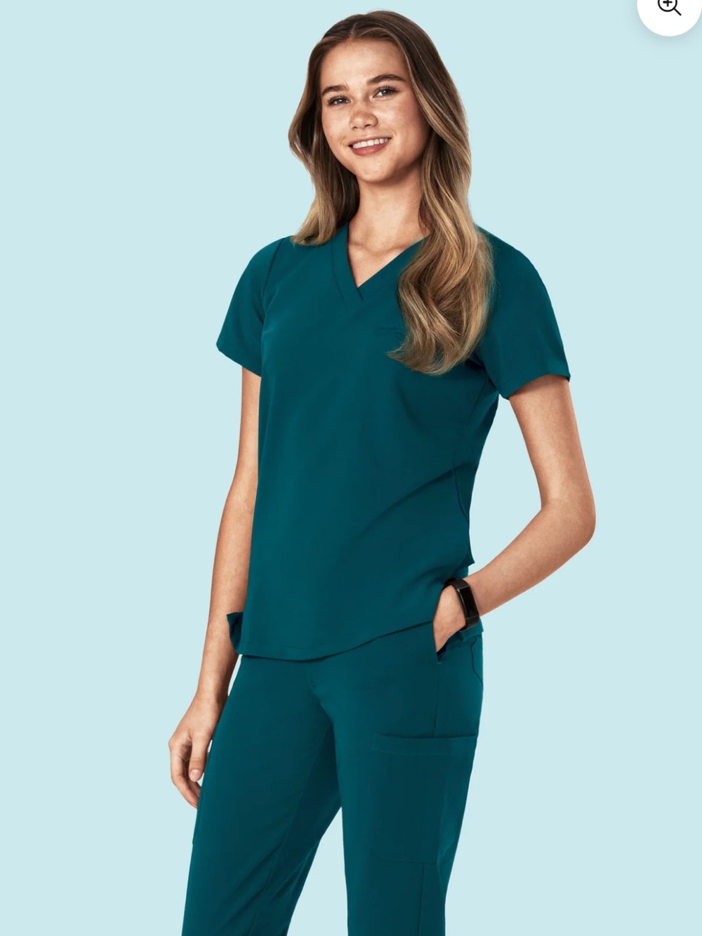 Mandala Caribbean Blue one pocket scrub top